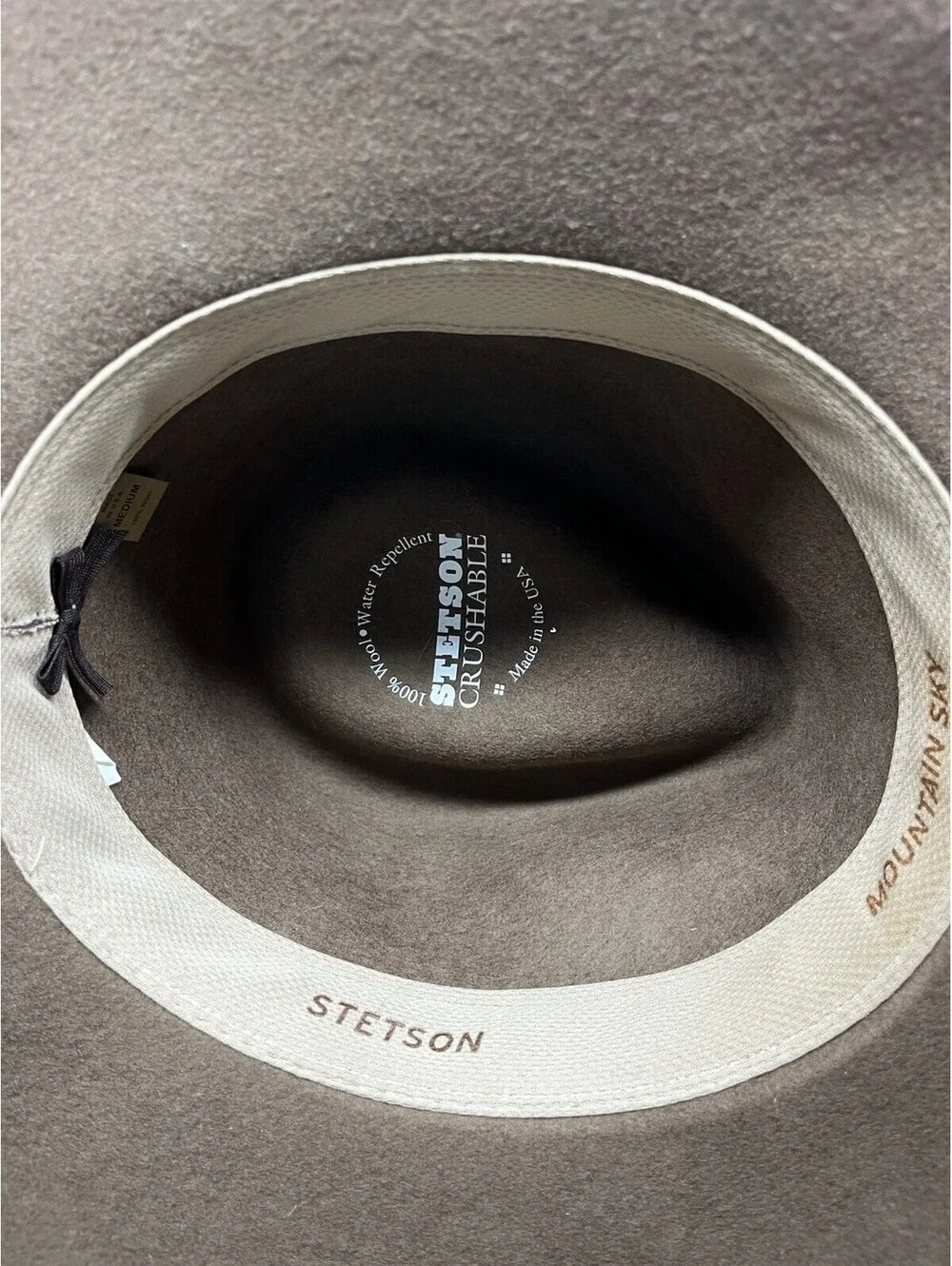 Men's Stetson Mountain Sky Crushable 100% Wool Felt Aussie Hat Brown Size Medium